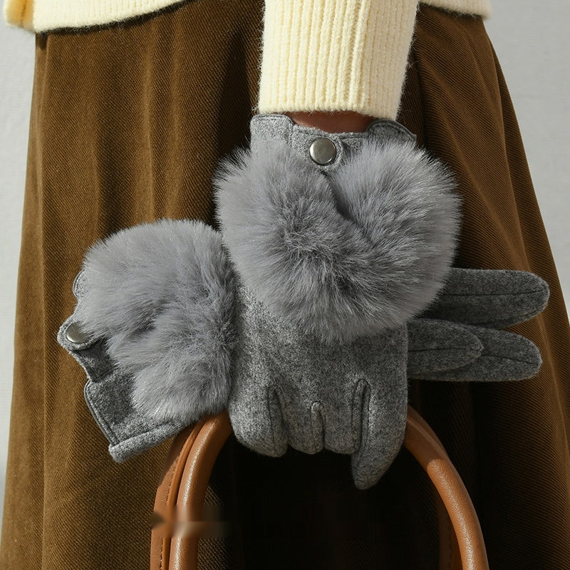 Winter New Cashmere Gloves For Women Gray Average Size