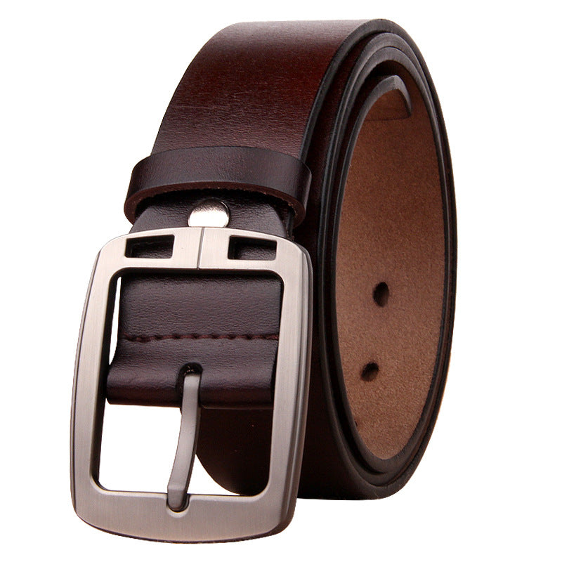 Cowhide Young And Middle-aged Retro Men's Belt 8030 Coffee