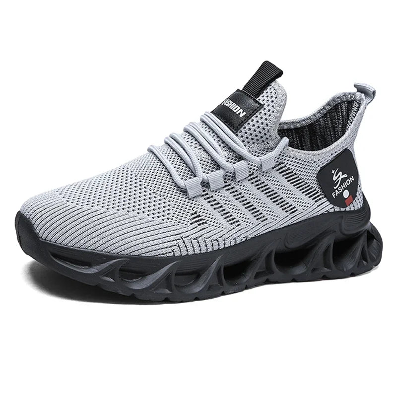 YRZL Sneakers Mens Sport Shoes Breathable Lightweight Outdoor Mesh Black Running Shoes Athletic Jogging Tenis Walking Shoes Man Grey