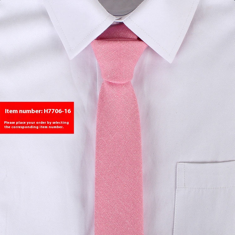 Solid Color Korean Style Narrow Cotton Men's 6cm Formal Wear Business Casual Wedding Tie H7706 16