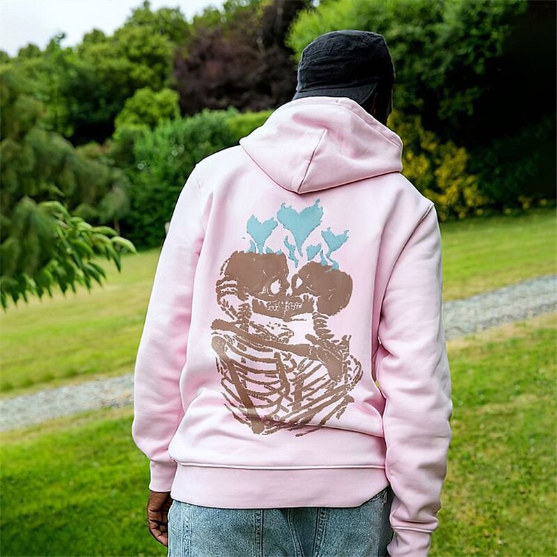 Men's Casual Loose-fitting Hoodie Sweater Pink
