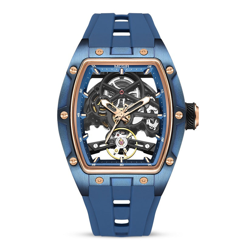 Men's Mechanical Watch Hollow Watch Blue Shell Rose Surface