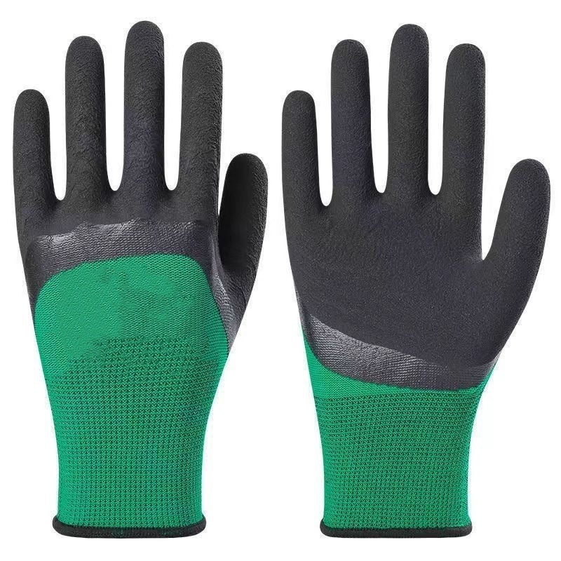 Wear-resistant Labor Protection Breathable Non-slip Work Site Rubber Rubber Gloves Black And Green M 22 To 24