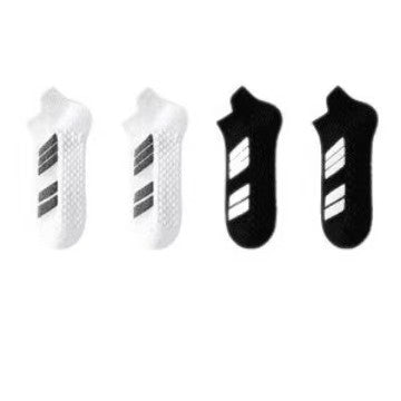 Men's Sports Socks Thick Towel Bottom Shock Absorption Non-slip Anti-sweat Black And White Free Size