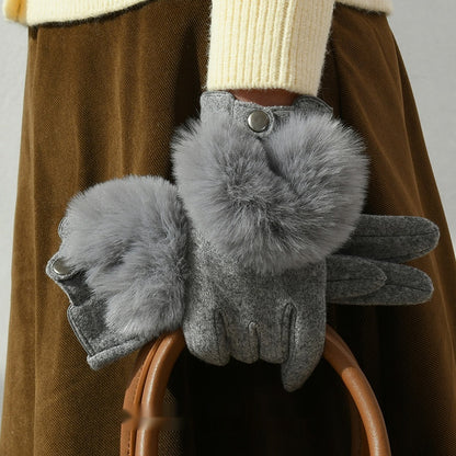 Winter New Cashmere Gloves For Women Gray Average Size