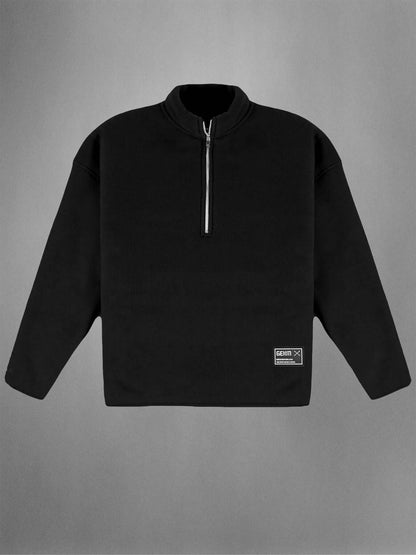 Autumn And Winter Long-sleeved Hooded Zip-up Sporty Casual Semi-American Black