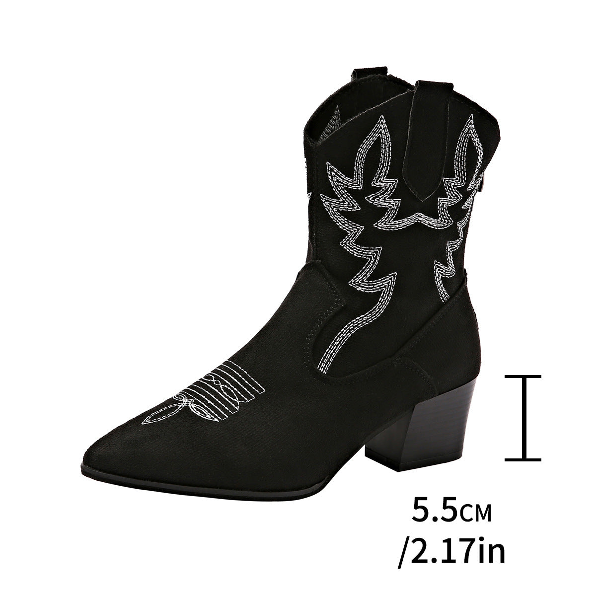 Korean Fashion Pointed-toe Slip-on Platform Fashion Casual Plus Size Women's Boots Black