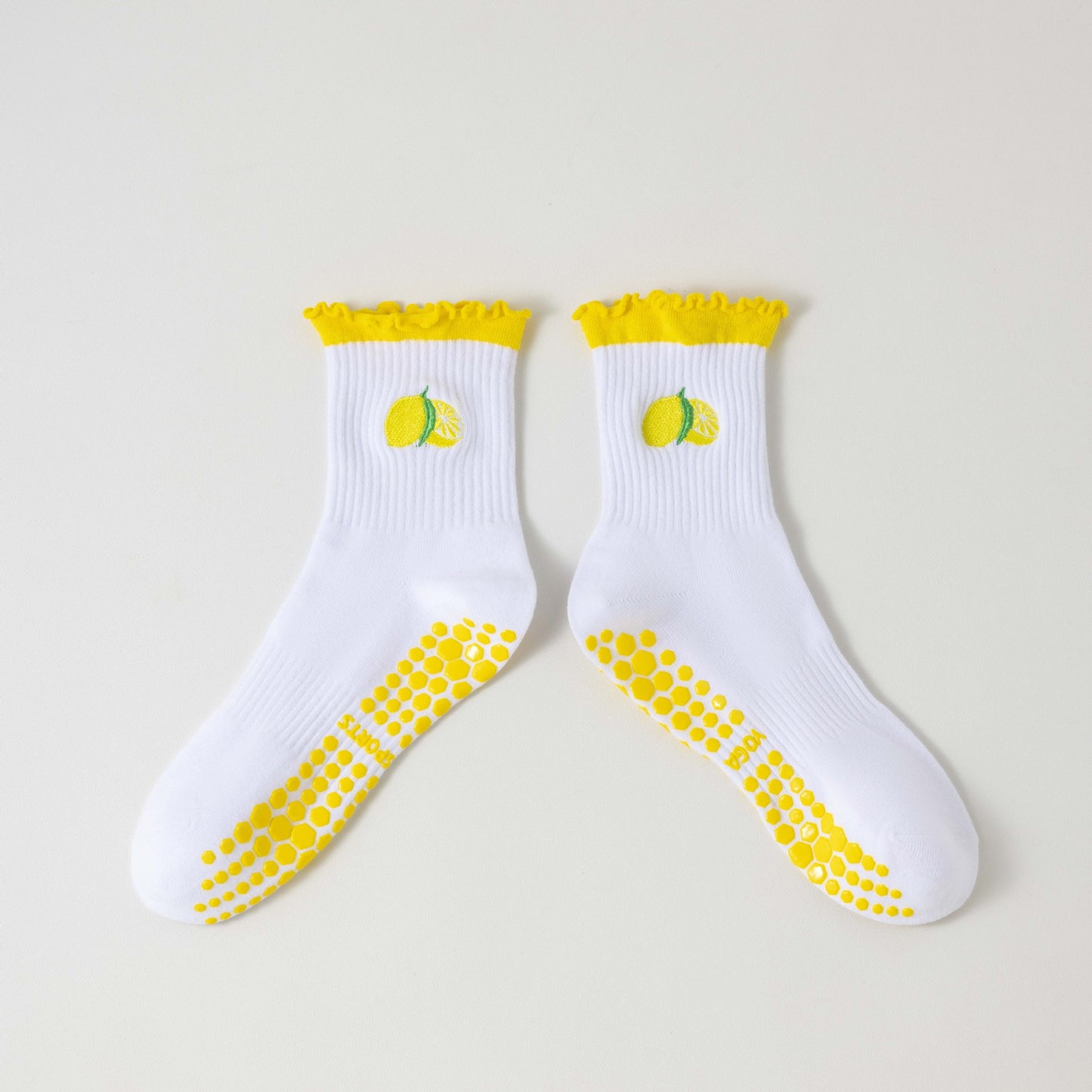 Women's Yoga Socks Professional Non-slip Yellow Lace Lemon