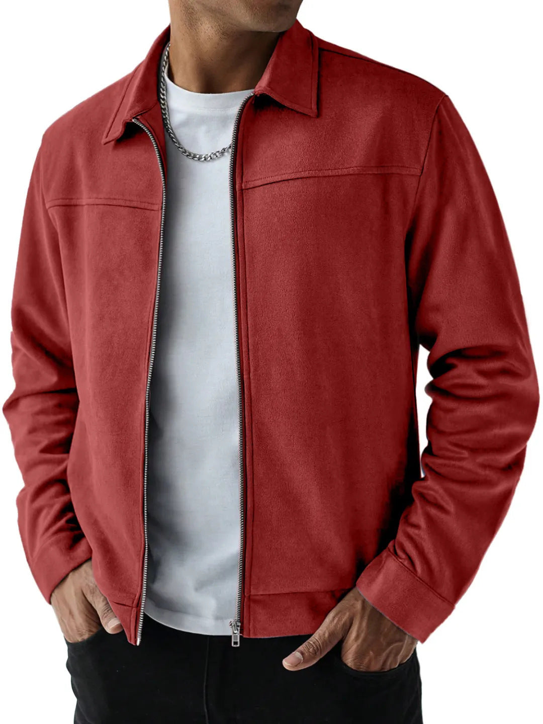 Fashionable Casual Versatile Long Sleeve Jacket For Men Red