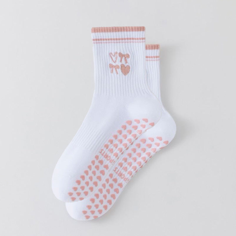 Women's Yoga Socks Professional Non-slip Light Pink Hollow Heart