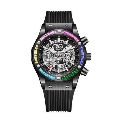 Men's Fashionable All-match Waterproof Multi-functional Quartz Watch Black