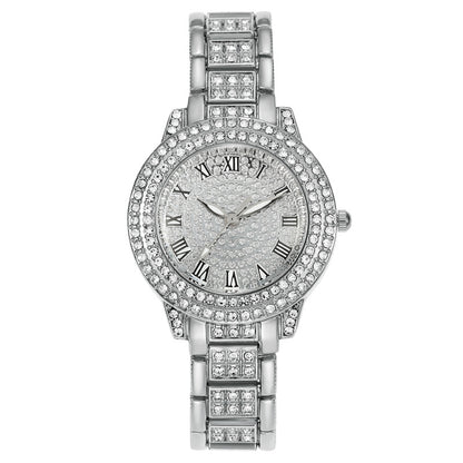 Women's Starry Rhinestone Watch Digital Roman Diamond Silver Roman