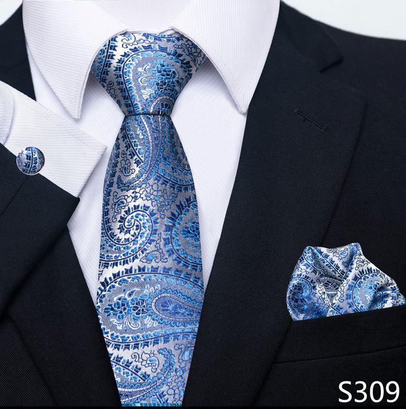 Men's Creative All-match Business Formal Wear Tie Scarf Cuff Buckle Set S309