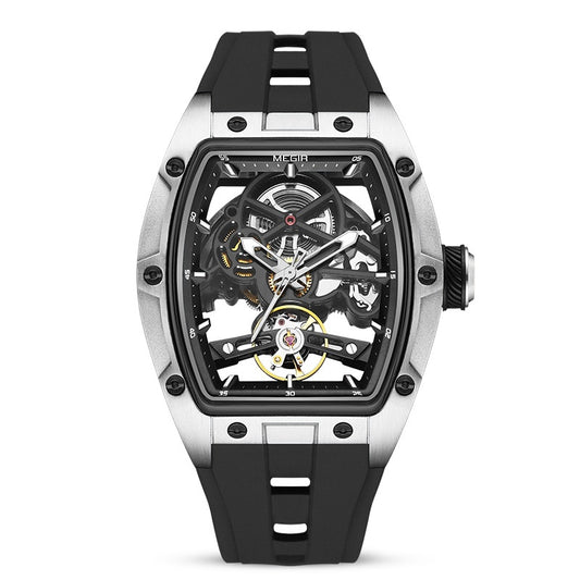 Men's Mechanical Watch Hollow Watch Steel Case Black Noodles