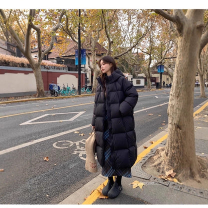 Women's Mid-length New Korean-style Loose Over-the-knee Padded Puffer Coat Black