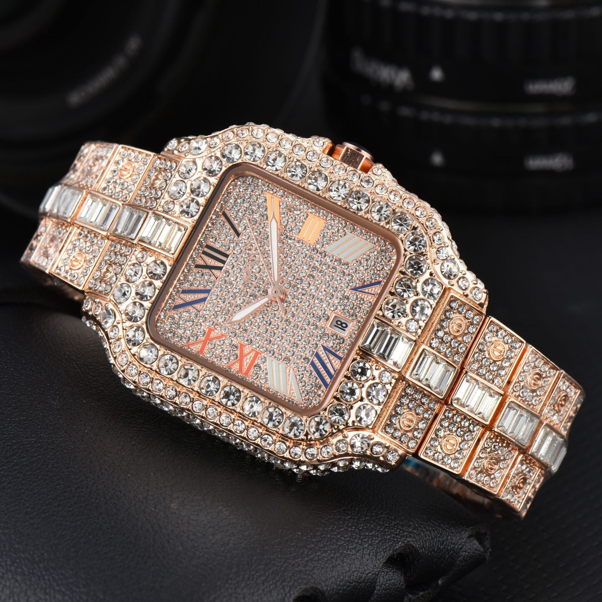 Men's Square Fashion Trend Full Diamond Watch Color 3