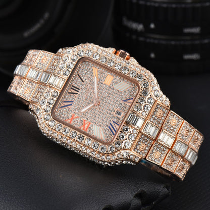 Men's Square Fashion Trend Full Diamond Watch Color 3