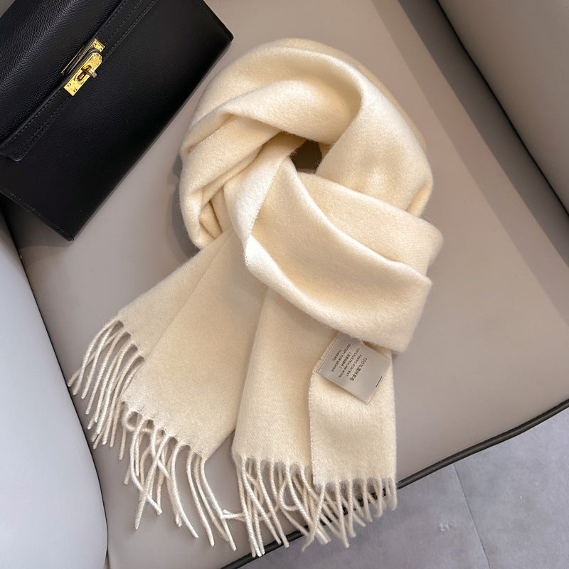 Personality Pure Wool Scarf For Women White