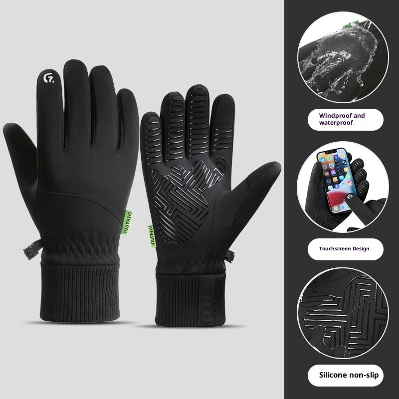 Fleece-lined Thick Waterproof And Cold-resistant Gloves 359 Black
