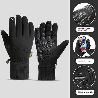 Fleece-lined Thick Waterproof And Cold-resistant Gloves 359 Black