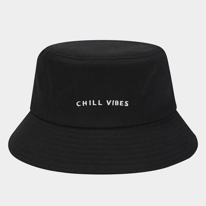 European And American Fashion Small Letter Embroidered Fisherman Hat Black Free Size