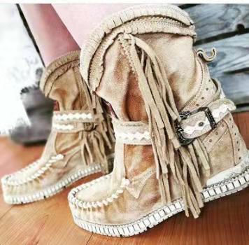 European And American Winter New Tassel Short Women's Boots Yellow