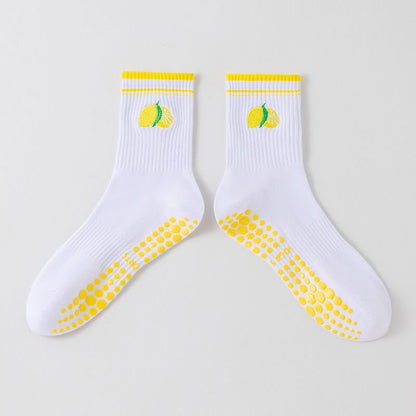 Women's Yoga Socks Professional Non-slip Yellow Lemon