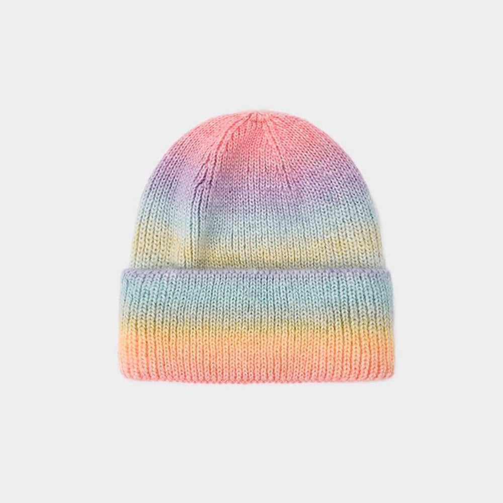 Gradient Yarn Hat Women's Fashion Knitted Hat Rainbow Free Size