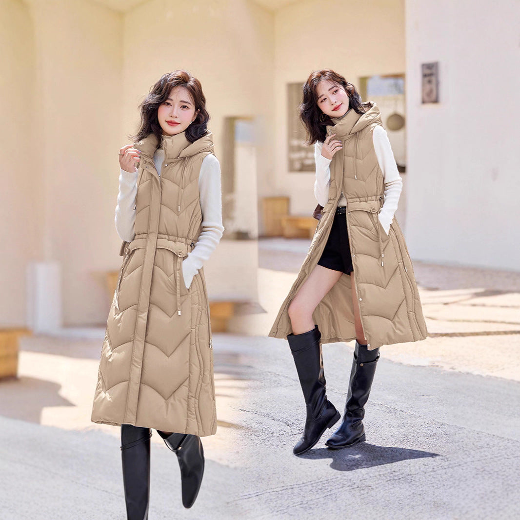Fashion Good Quality Hooded Vest Jacket Khaki
