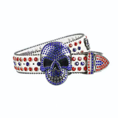 Halloween Subculture Skull Hip Hop Decoration Belt White