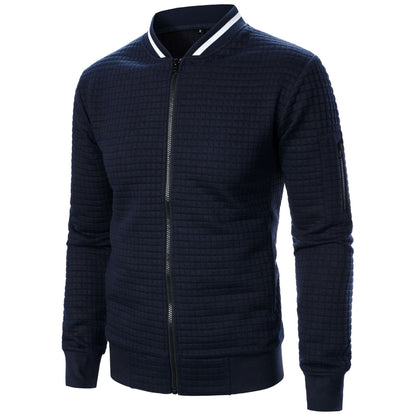 Men's Zip-up Stand Collar Sweatshirt Jacket Navy Blue