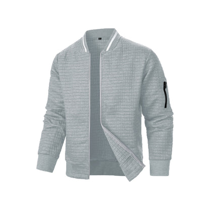 Men's Zip-up Stand Collar Sweatshirt Jacket Light Gray