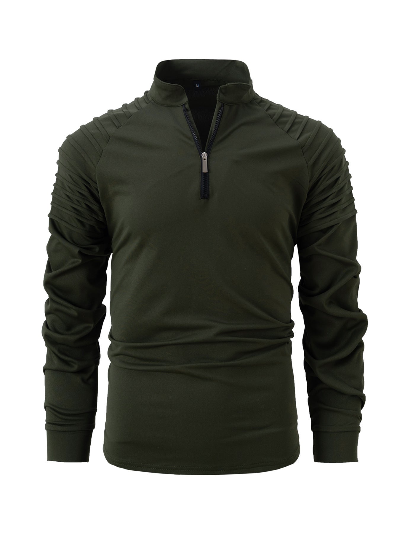 Spring And Autumn Men's POLO Zipper Sports Polo Shirt Army Green