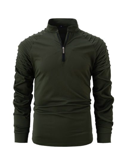 Spring And Autumn Men's POLO Zipper Sports Polo Shirt Army Green