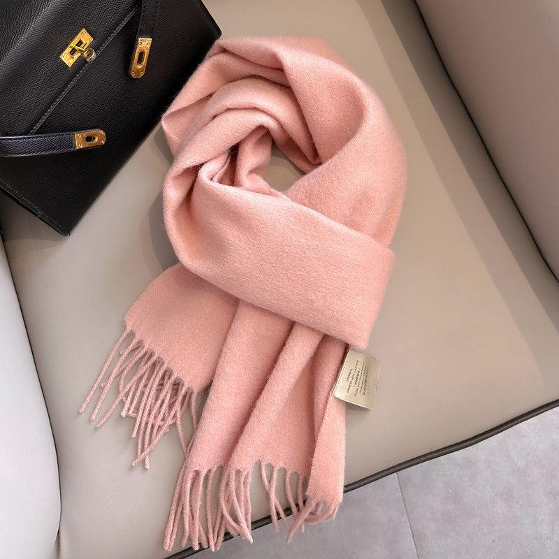 Personality Pure Wool Scarf For Women Nude Pink