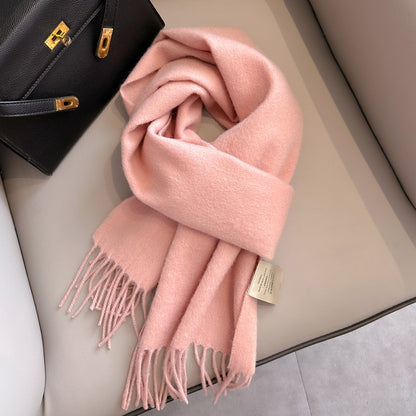 Personality Pure Wool Scarf For Women Nude Pink