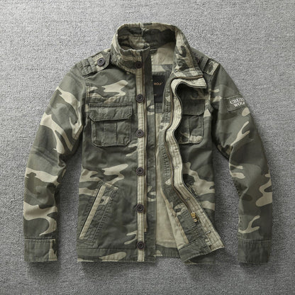 Autumn Men's Camouflage Work Jacket Green Camouflage