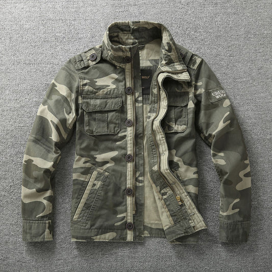 Autumn Men's Camouflage Work Jacket Green Camouflage