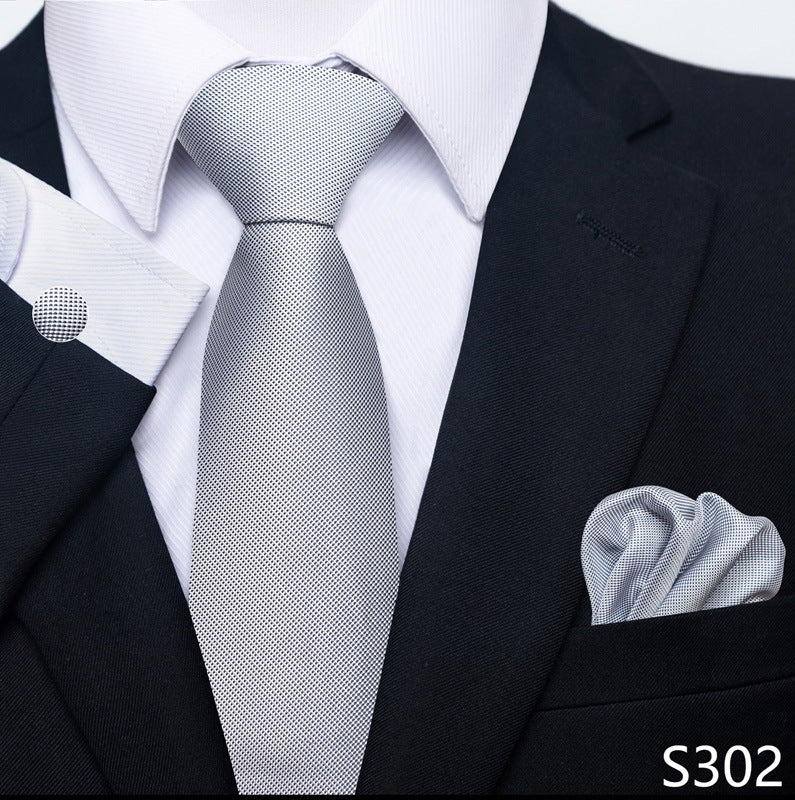 Men's Creative All-match Business Formal Wear Tie Scarf Cuff Buckle Set S302
