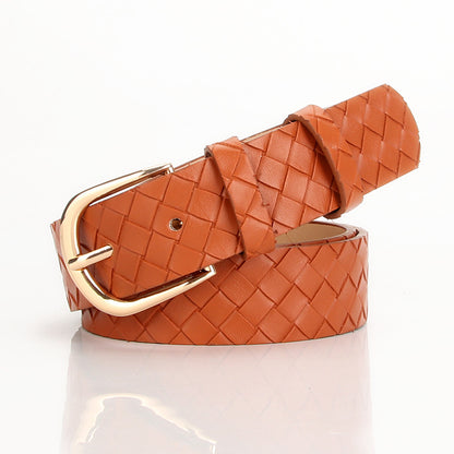 Women's Alloy Pin Buckle Belt Trendy Wild Belt Personality Imitation Weaving Camel 106cm To 109cm