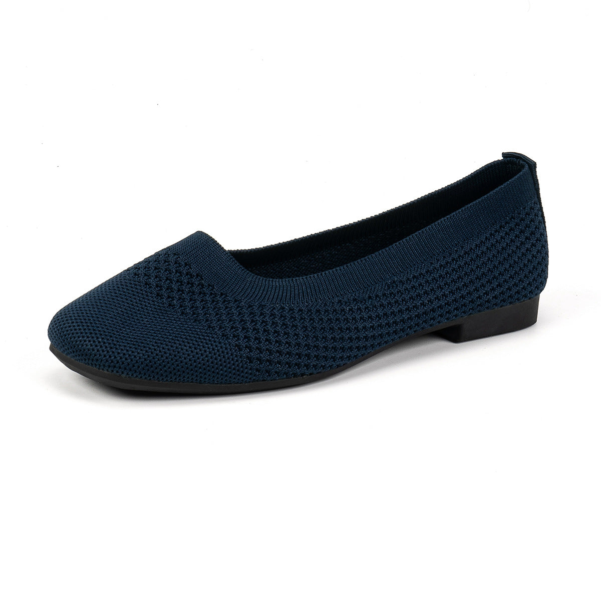 Large Size Flying Woven Women's Shoes Shallow Mouth Mesh Breathable Dark Blue