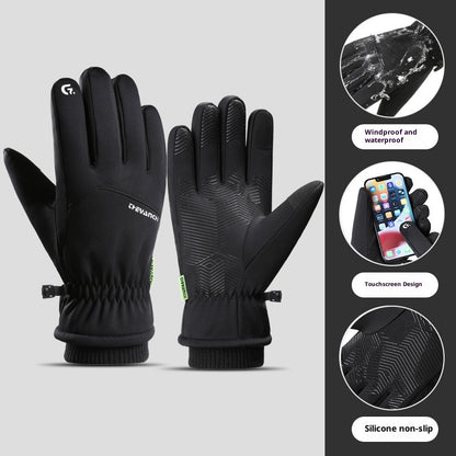 Fleece-lined Thick Waterproof And Cold-resistant Gloves 358 Black