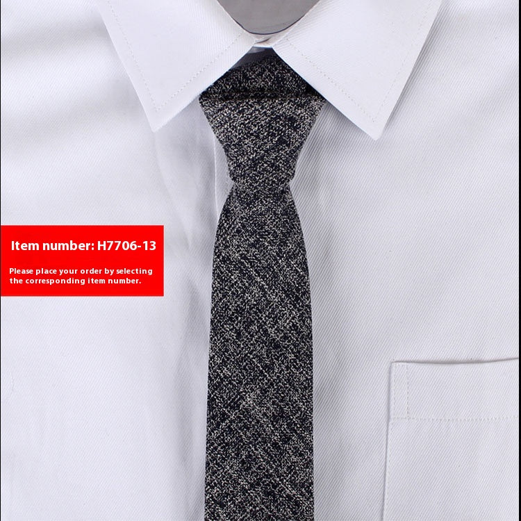 Solid Color Korean Style Narrow Cotton Men's 6cm Formal Wear Business Casual Wedding Tie H7706 13