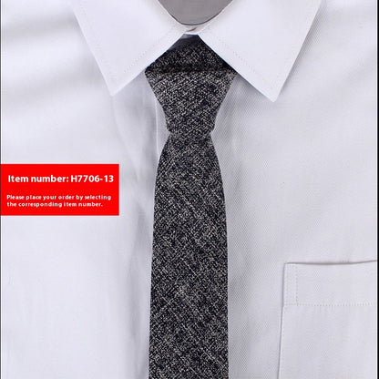 Solid Color Korean Style Narrow Cotton Men's 6cm Formal Wear Business Casual Wedding Tie H7706 13