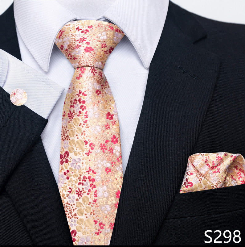 Men's Creative All-match Business Formal Wear Tie Scarf Cuff Buckle Set S298