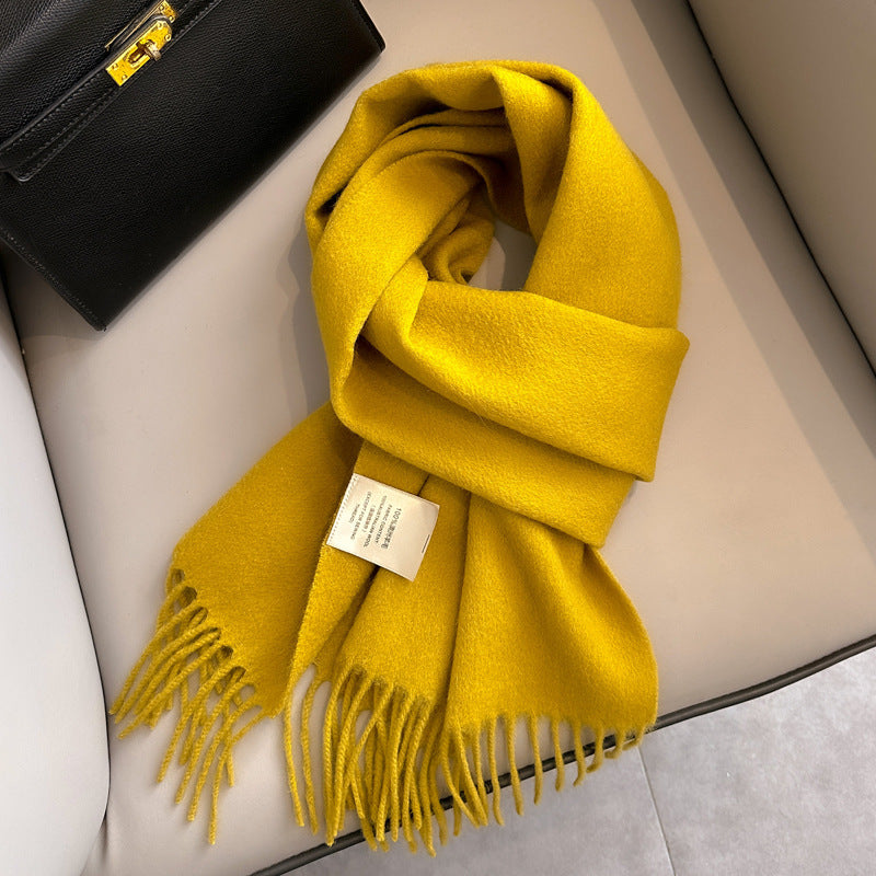 Personality Pure Wool Scarf For Women Mustard Yellow
