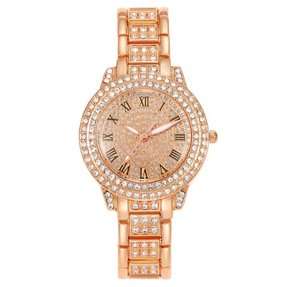 Women's Starry Rhinestone Watch Digital Roman Diamond Rose Gold Roman