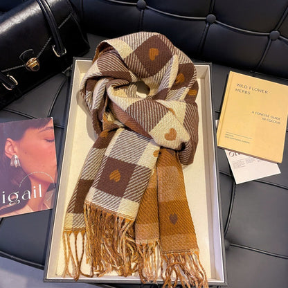 Scarf Winter Thicken Thermal Solid Color Mohair Shawl Small Version Of Love Khaki