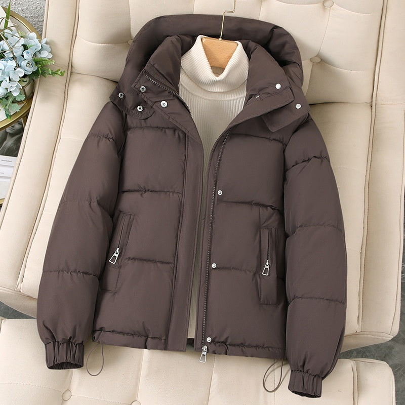 Hooded Thick Padded Coat For Petite Winter Jacket Brown