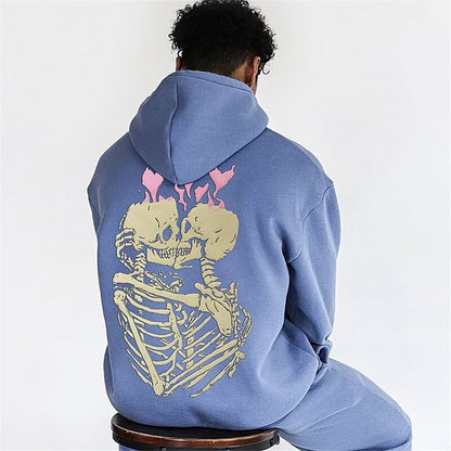 Men's Casual Loose-fitting Hoodie Sweater Blue